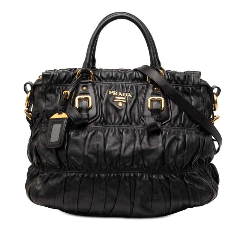 Prada Nappa Gaufre Satchel Black Leather Good condition - Front View