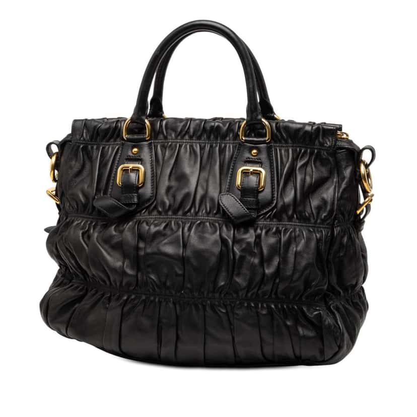 Prada Nappa Gaufre Satchel Black Leather Good condition - Back View