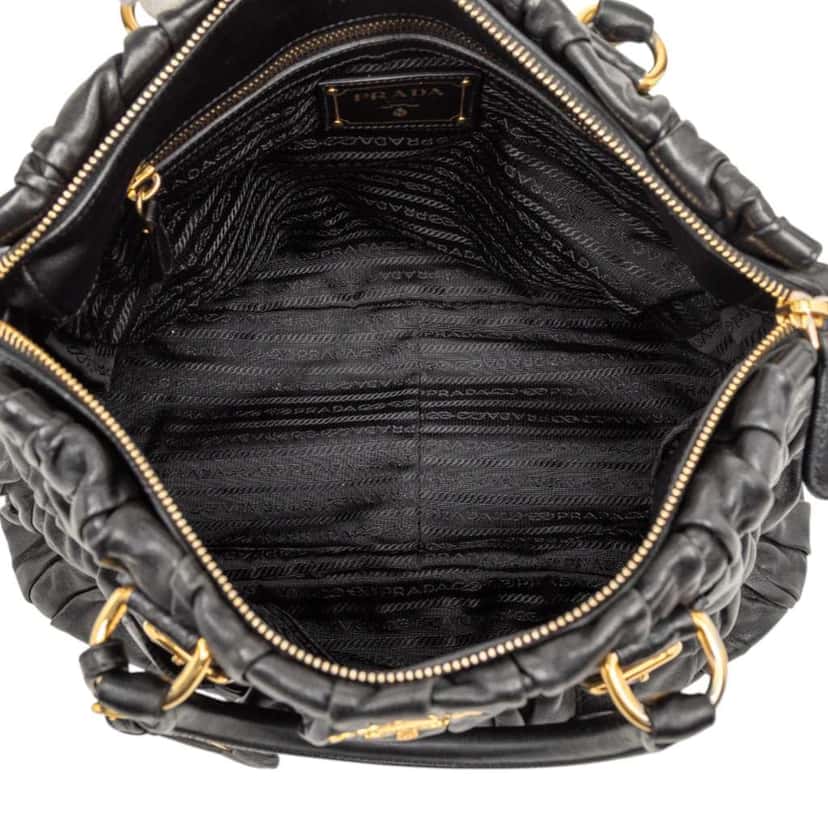 Prada Nappa Gaufre Satchel Black Leather Good condition - Model View