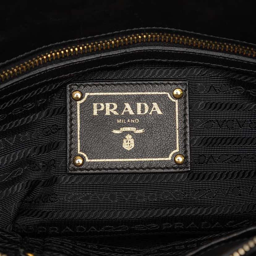 Prada Nappa Gaufre Satchel Black Leather Good condition - Box View
