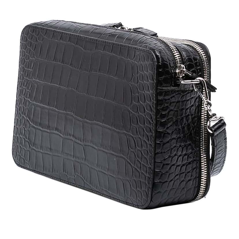 Balenciaga Croc Embossed Leather Wristlet Clutch Black Leather Very good condition - Back View