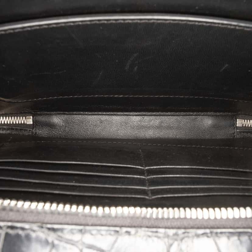 Balenciaga Croc Embossed Leather Wristlet Clutch Black Leather Very good condition - Box View