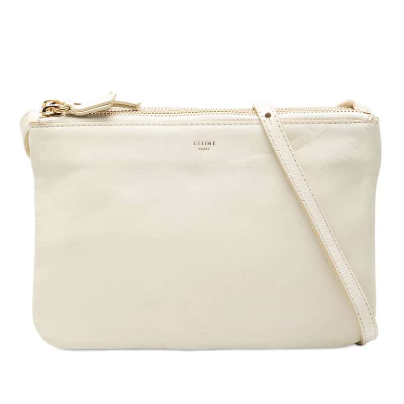 Celine Small Lambskin Trio Crossbody White Leather Good condition - Front View