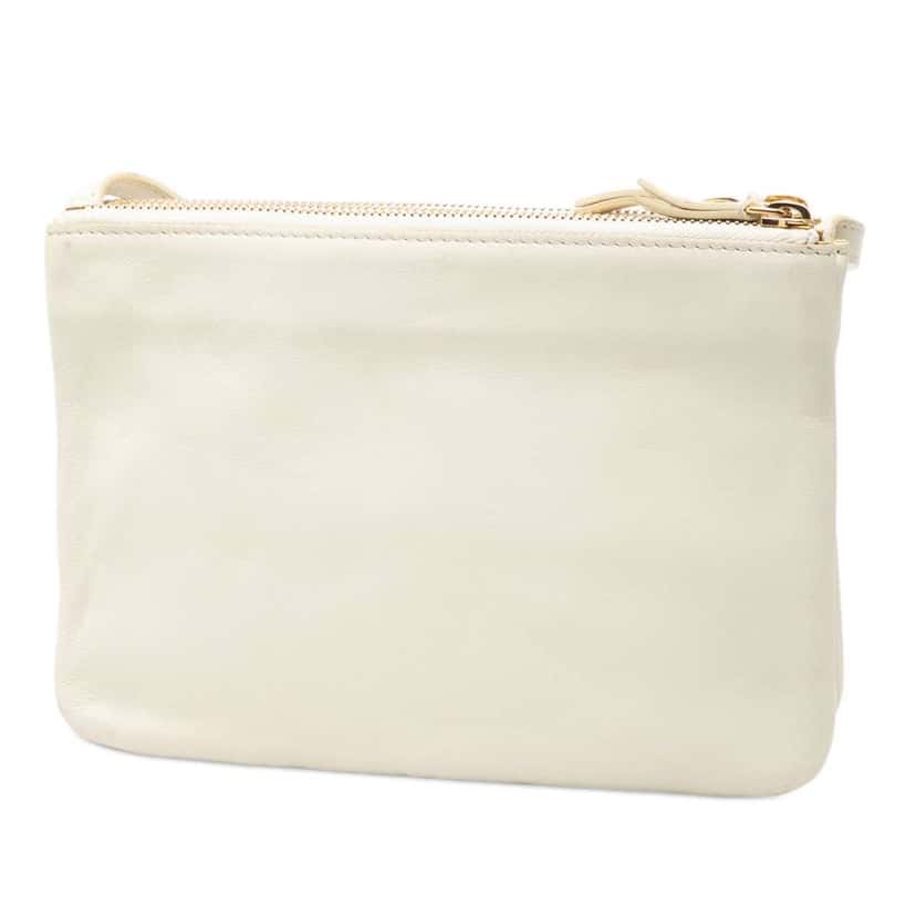 Celine Small Lambskin Trio Crossbody White Leather Good condition - Back View