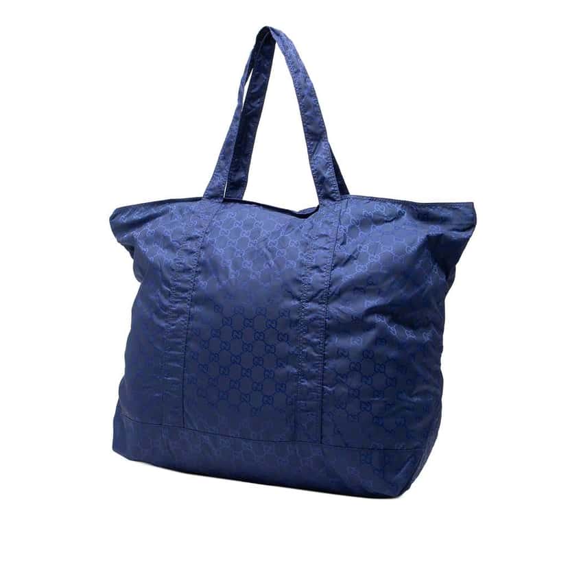 Gucci GG Nylon Teddy Bear Folding Tote Blue Very good condition - Back View