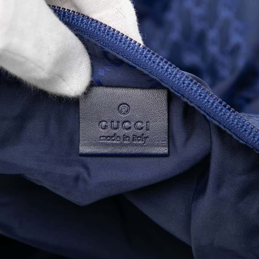 Gucci GG Nylon Teddy Bear Folding Tote Blue Very good condition - Box View