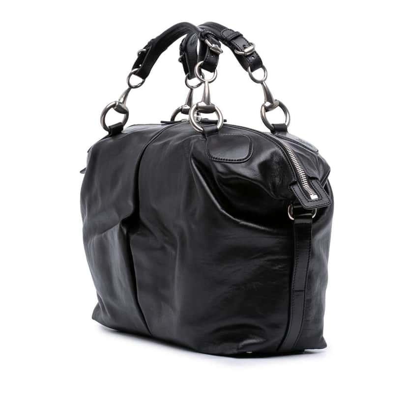 Gucci Leather Horsebit Duffle Bag Black Leather Good condition - Back View