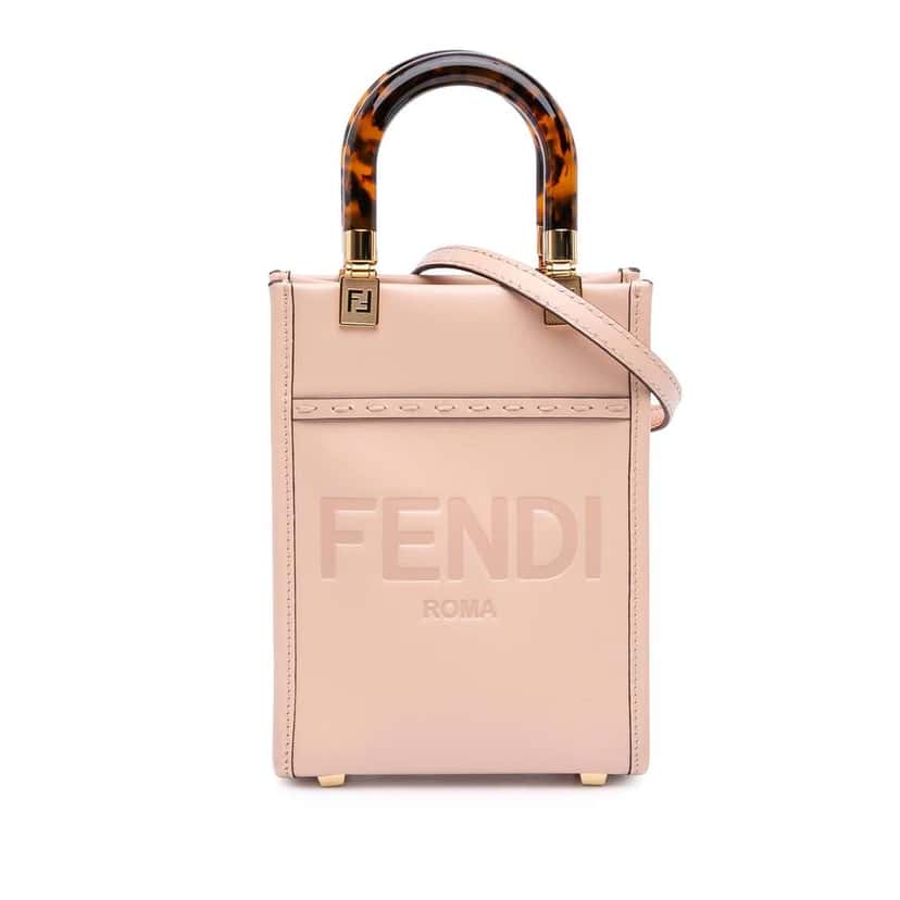 Fendi Mini Leather Sunshine Shopper Tote Pink Leather Very good condition - Front View