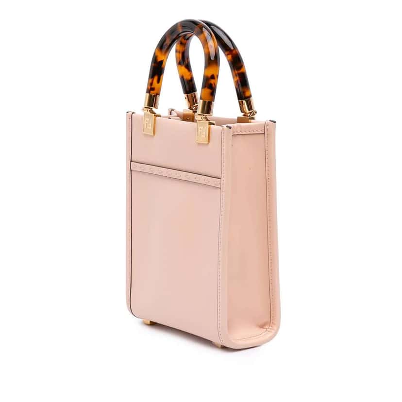 Fendi Mini Leather Sunshine Shopper Tote Pink Leather Very good condition - Back View
