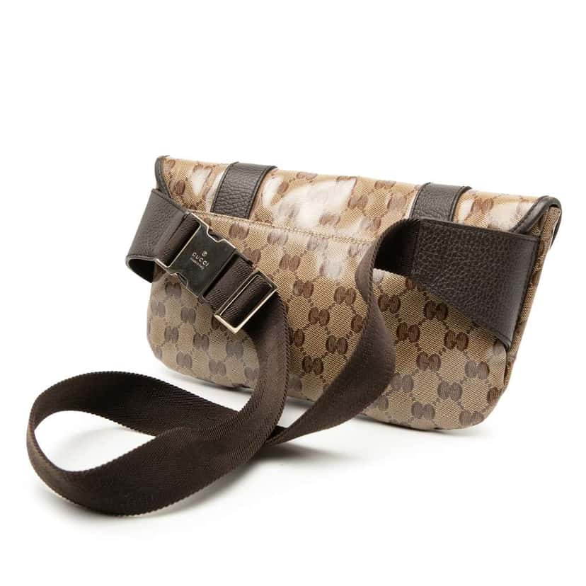 Gucci GG Crystal Belt Bag Brown Canvas Very good condition - Back View