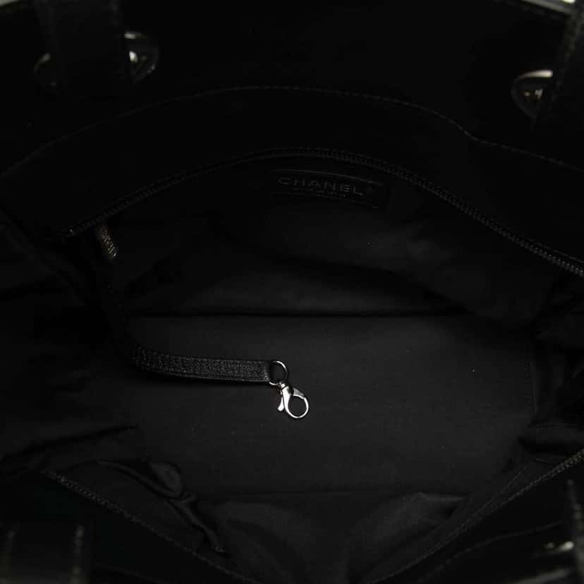Chanel Small Quilted Coated Canvas Paris Biarritz Tote Black Canvas Very good condition - Model View
