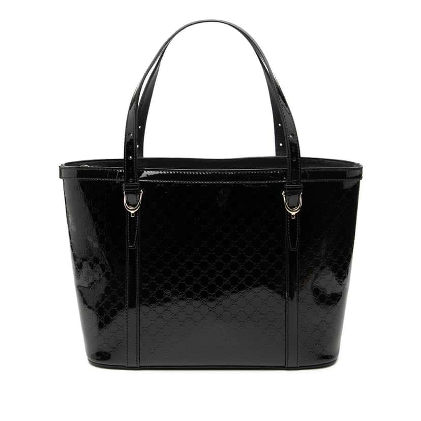 Gucci Patent Microguccissima Nice Tote Black Leather Good condition - Front View