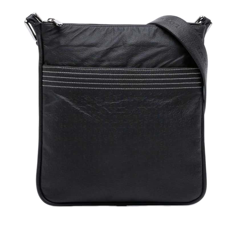 Loewe Embossed Anagram Coated Canvas Repeat Crossbody Black Canvas Very good condition - Front View