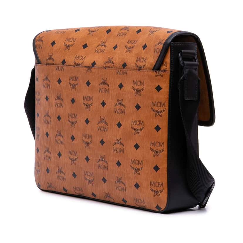 Mcm Visetos Coated Canvas Messenger Bag Brown Canvas Good condition - Back View
