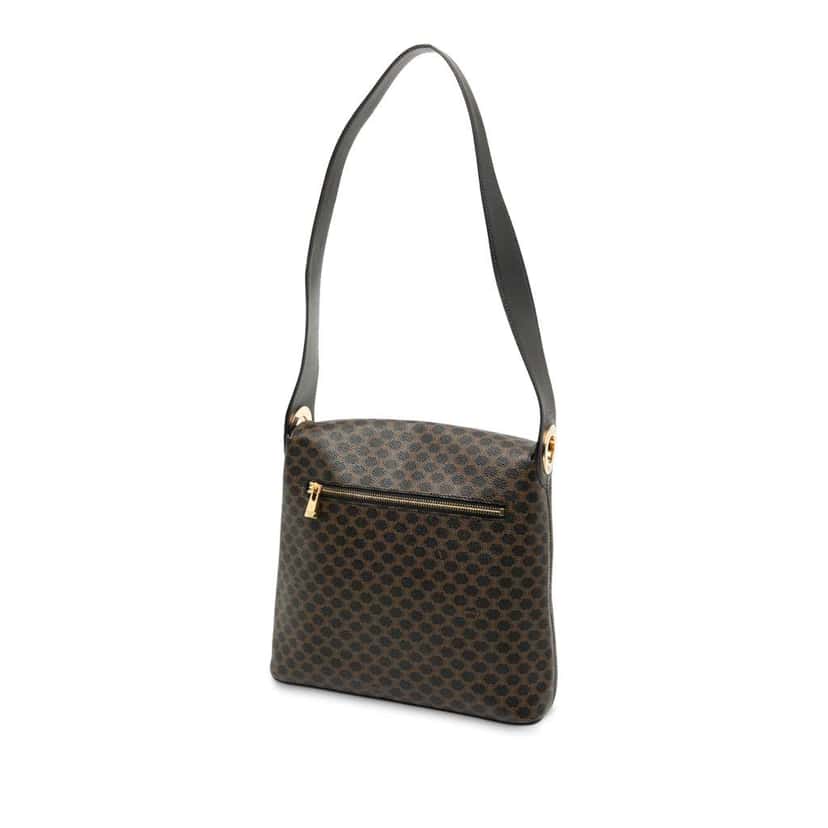 Celine Macadam Coated Canvas Shoulder Bag Brown Canvas Very good condition - Back View