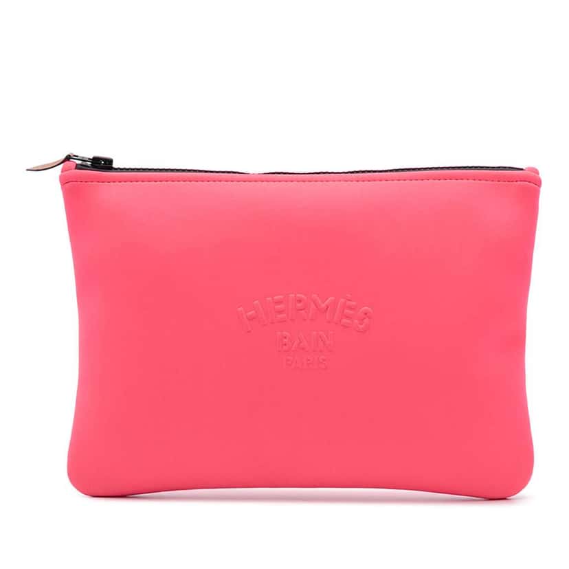 Hermès Medium Neoprene Neobain Case Pink Polyester Good condition - Front View
