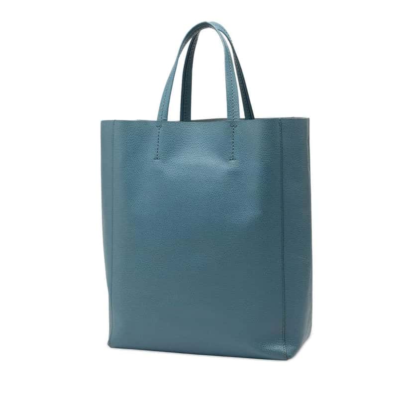 Celine Small Grained Calfskin Vertical Cabas Satchel Blue Leather Very good condition - Back View