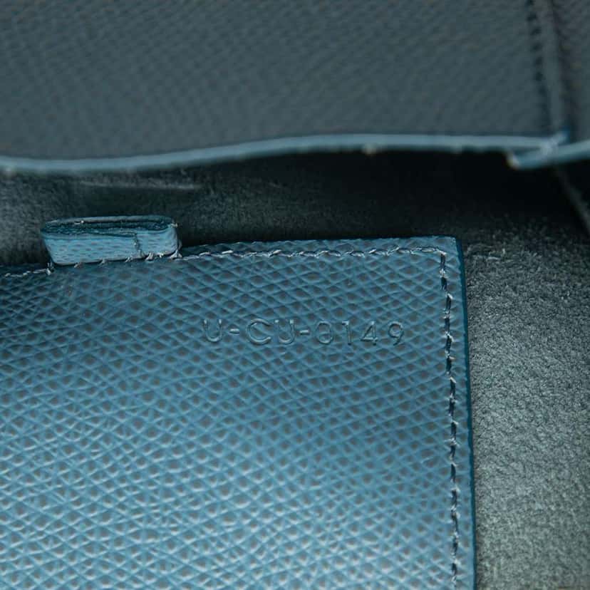 Celine Small Grained Calfskin Vertical Cabas Satchel Blue Leather Very good condition - Box View