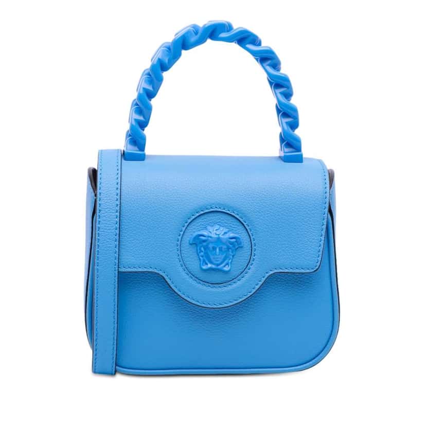 Versace Mini Leather La Medusa Satchel Blue Leather Very good condition - Front View