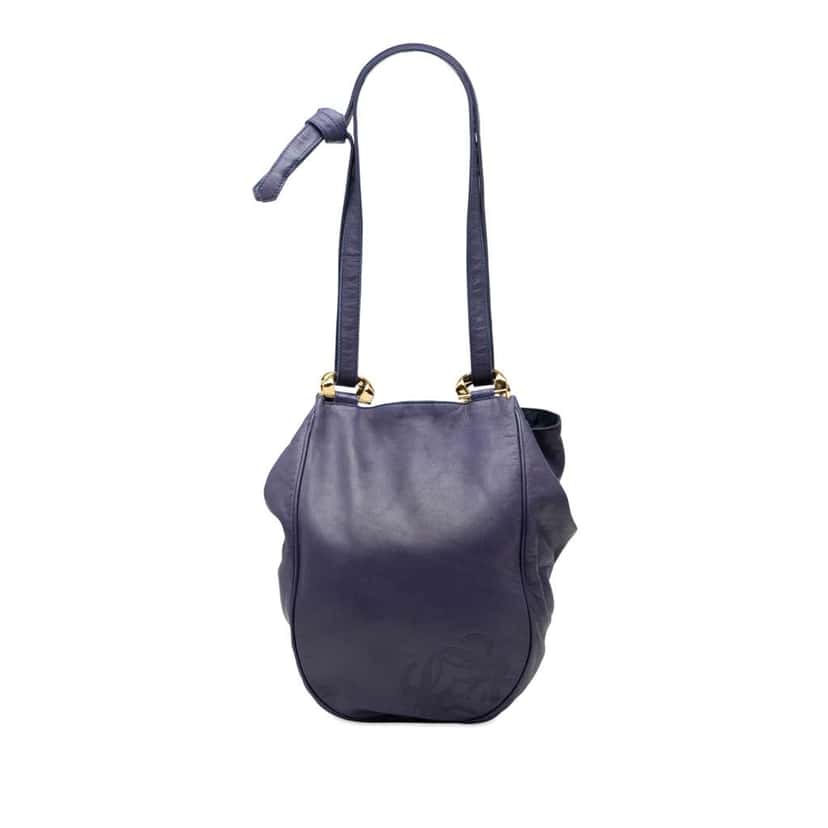 Loewe Leather Anagram Shoulder Bag Purple Leather Good condition - Front View