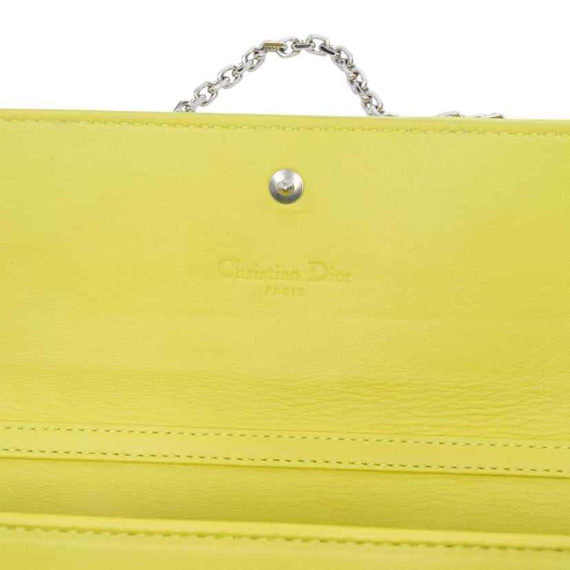 Dior Lambskin Cannage Lady Dior Wallet On Chain Yellow Leather Good condition - Box View