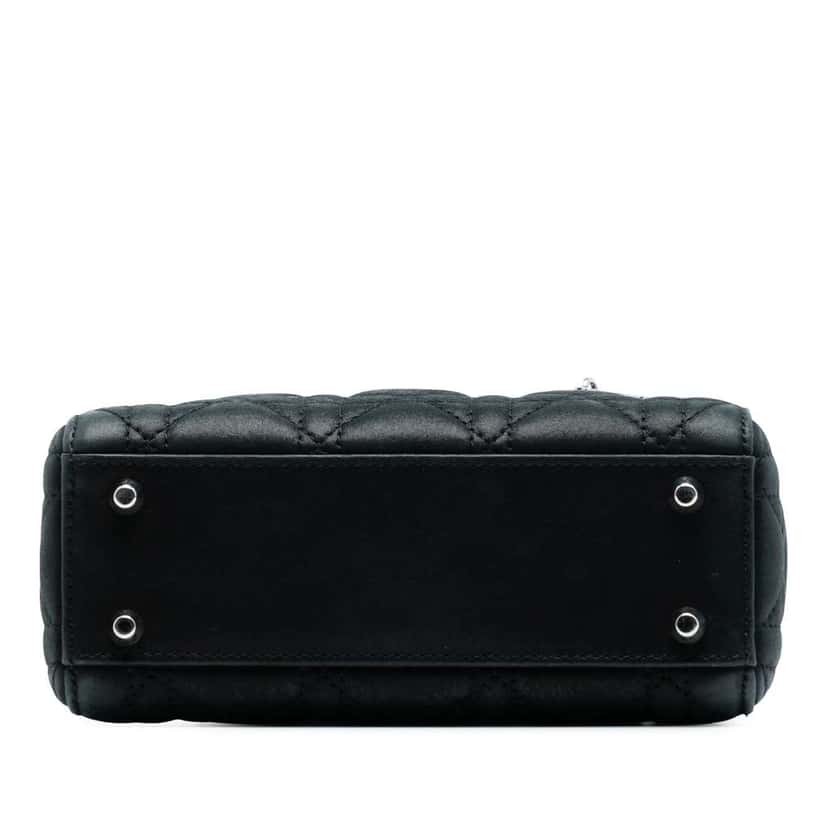 Dior Mini Iridescent Lambskin Cannage Lady Dior Black Leather Good condition - Inside View