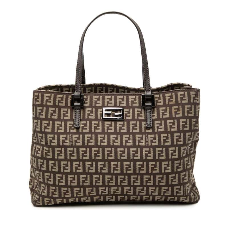 Fendi Small Zucchino Canvas Tote Brown Canvas Good condition - Front View
