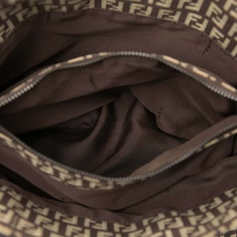 Fendi Small Zucchino Canvas Tote Brown Canvas Good condition - Model View