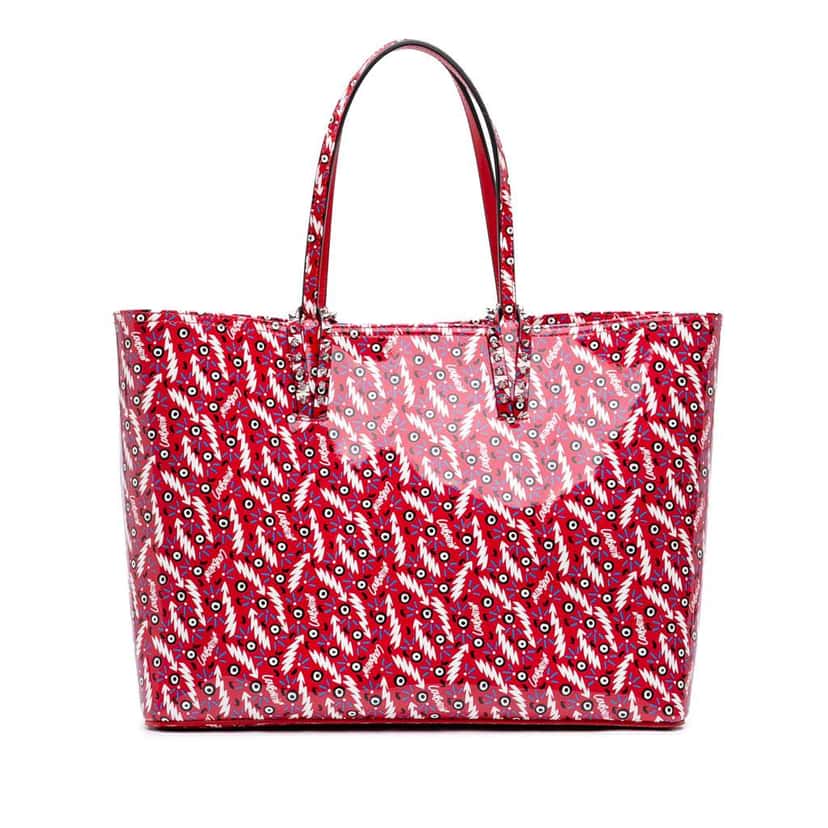Christian Louboutin Patent Ginzana Print Cabata Tote Red Leather Good condition - Front View
