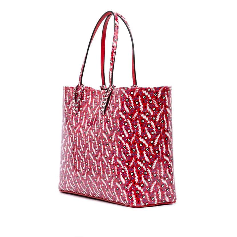Christian Louboutin Patent Ginzana Print Cabata Tote Red Leather Good condition - Back View