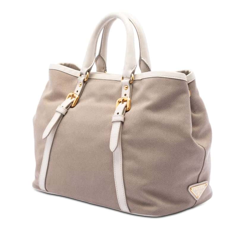 Prada Canvas Canapa Logo Bow Satchel Brown Canvas Good condition - Back View