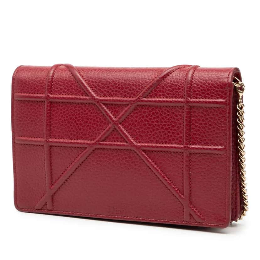 Dior Grained Calfskin Diorama Wallet on Chain Red Leather Good condition - Back View