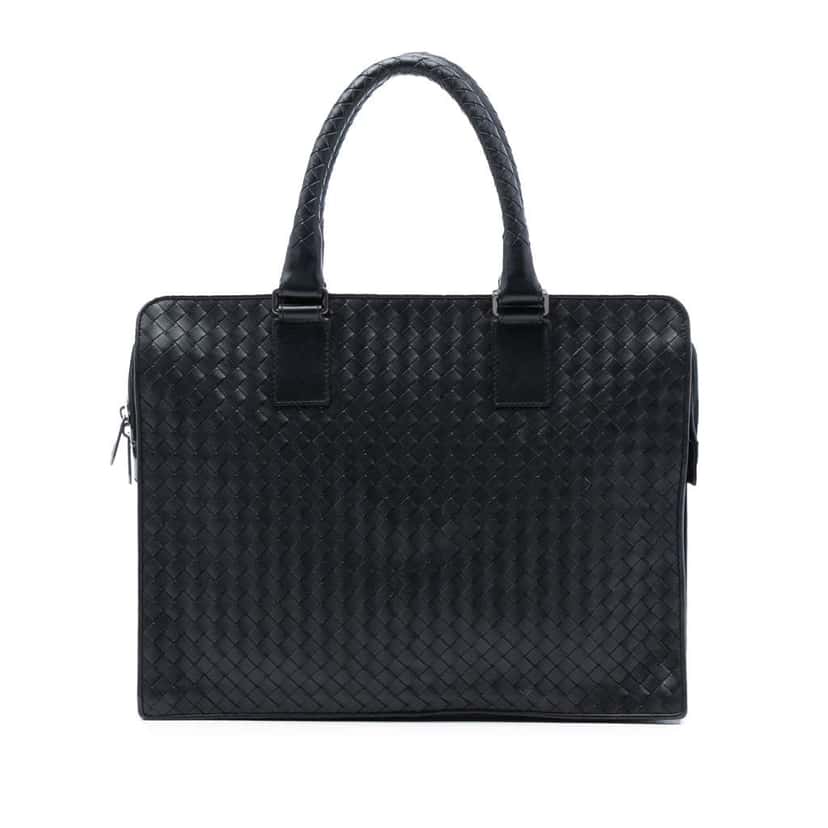 Bottega Veneta Nappa Intrecciato Business Bag Black Leather Good condition - Front View