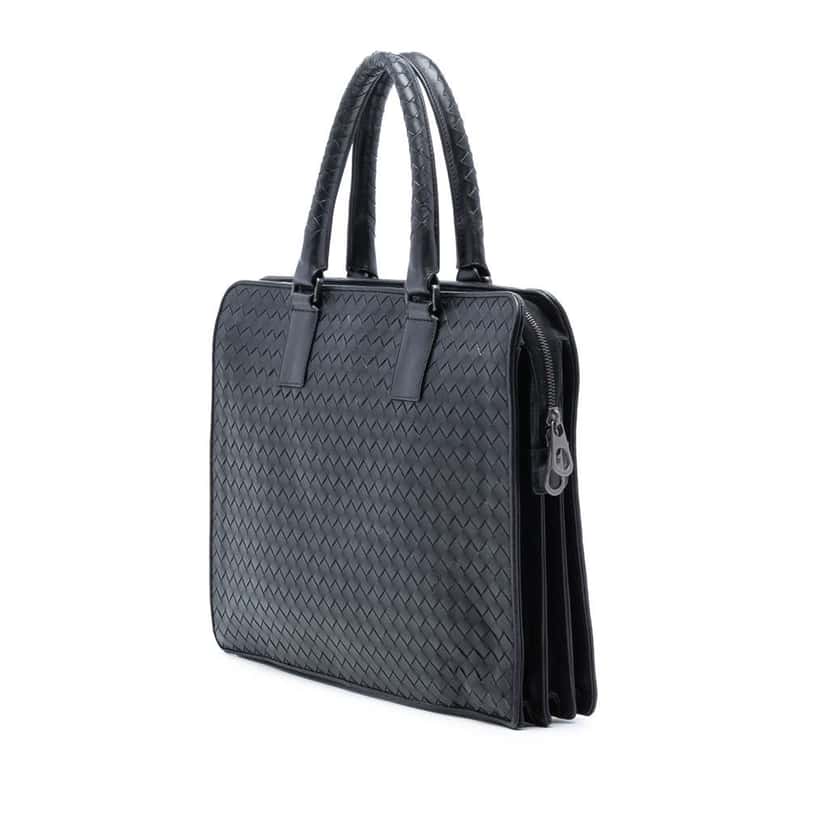 Bottega Veneta Nappa Intrecciato Business Bag Black Leather Good condition - Back View