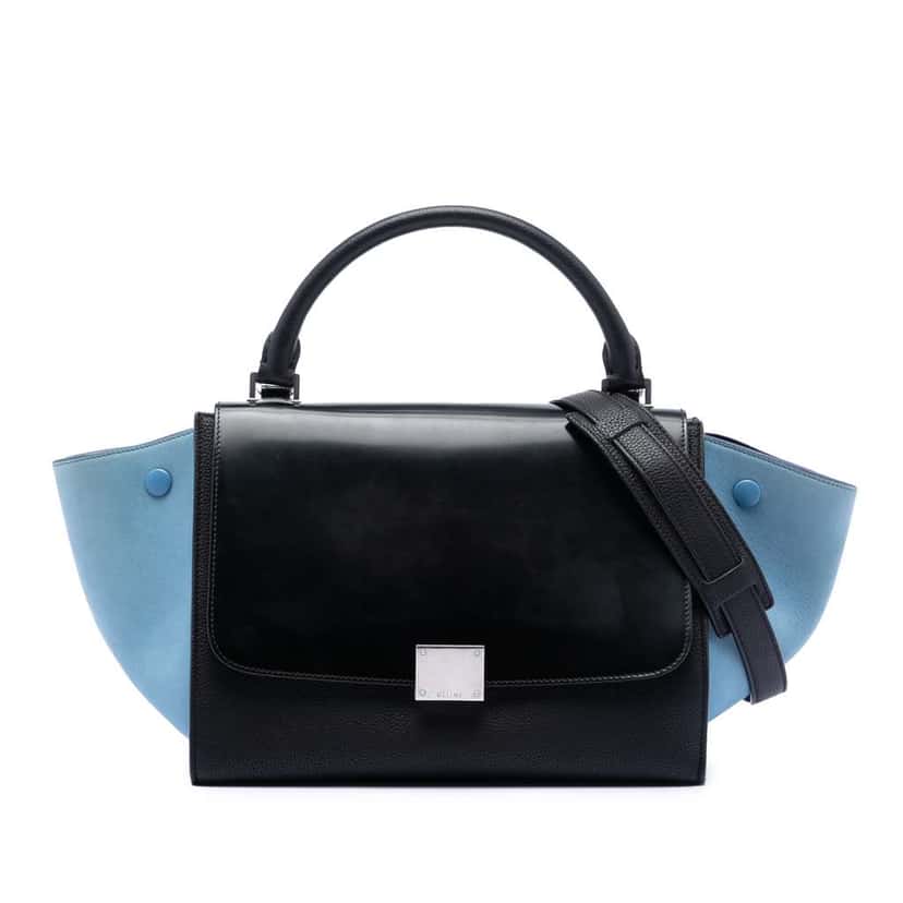 Celine Small Bicolor Leather Trapeze Satchel Black Leather Good condition - Front View