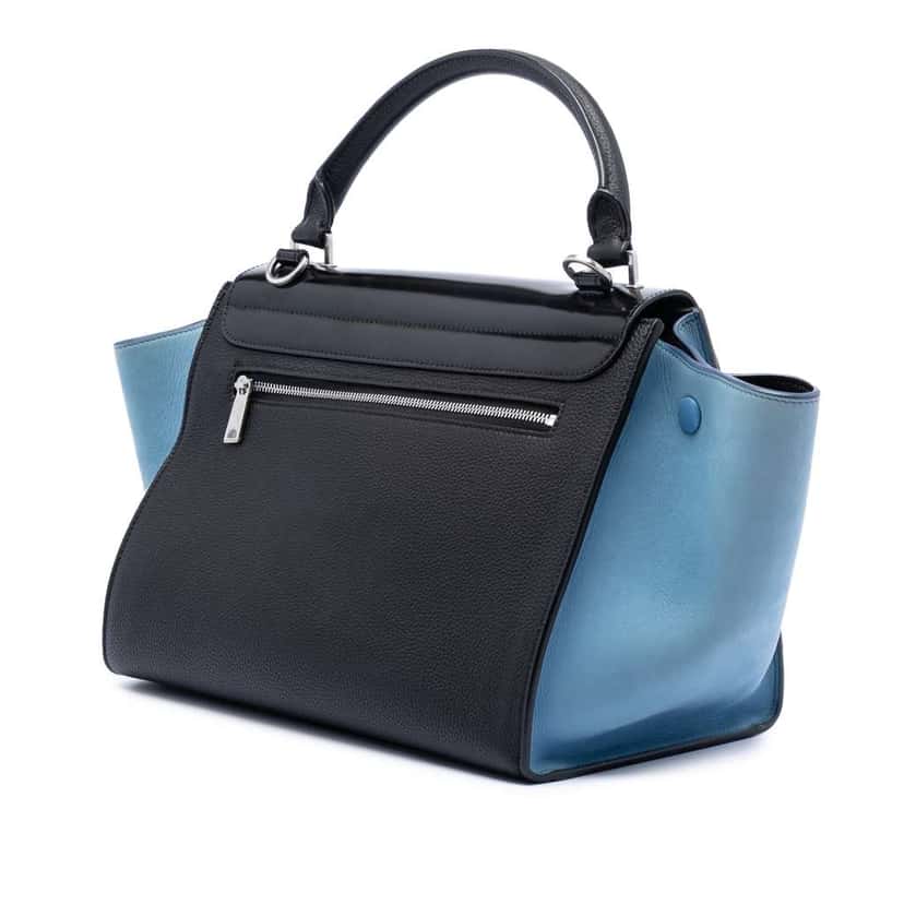 Celine Small Bicolor Leather Trapeze Satchel Black Leather Good condition - Back View