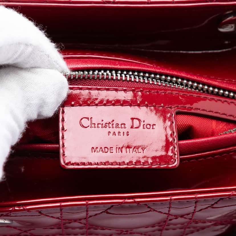 Dior Medium Patent Cannage Lady Dior Red Leather Good condition - Box View