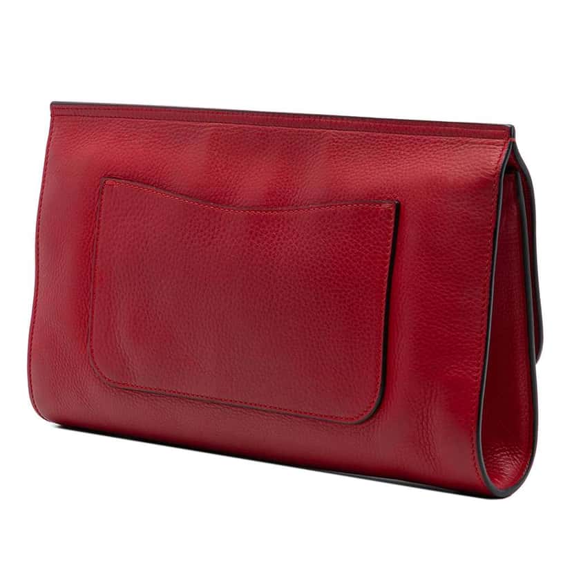 Gucci Leather Bamboo Daily Clutch Red Leather Good condition - Back View