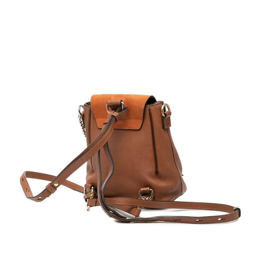 Chloé Mini Calfskin and Suede Faye Backpack Brown Leather Good condition - Back View