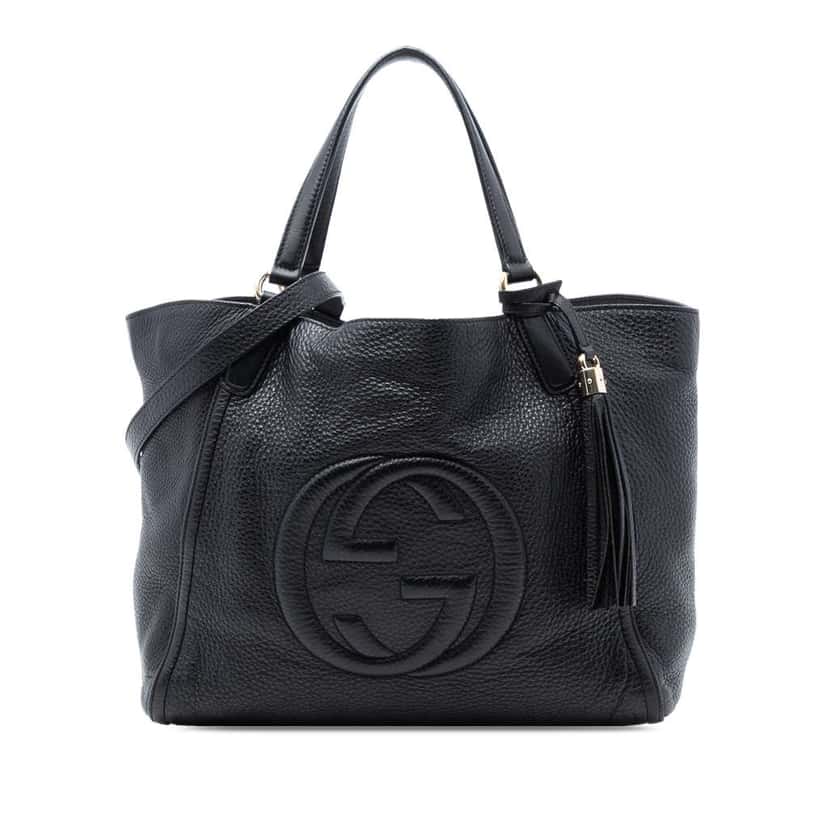 Gucci Medium Leather Soho Cellarius Tote Black Leather Good condition - Front View