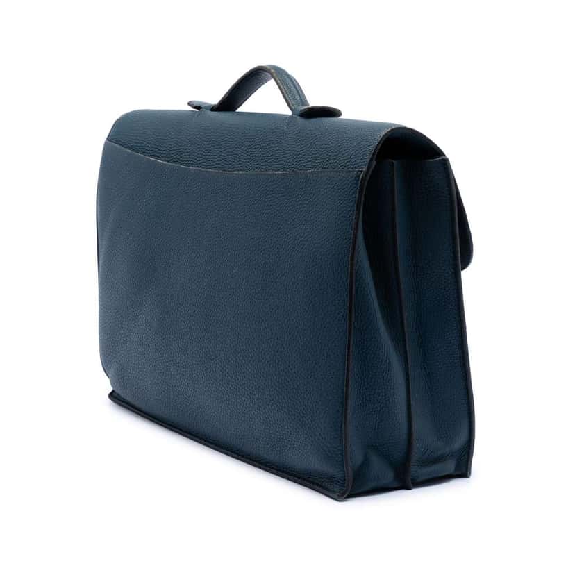 Hermès Togo Sac A Depeches 38 Blue Leather Good condition - Back View