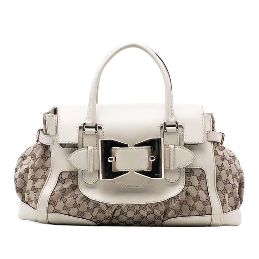 Gucci GG Canvas and Leather Dialux Queen Tote Brown Canvas Good condition - Front View