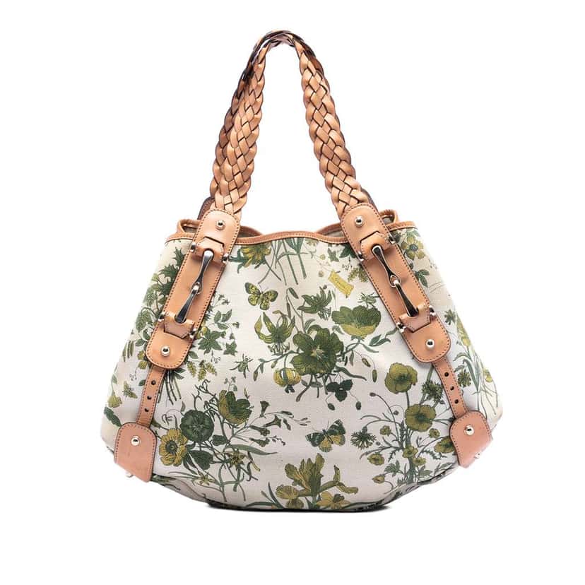 Gucci Medium Canvas Floral Pelham Shoulder Bag White Velvet Good condition - Front View