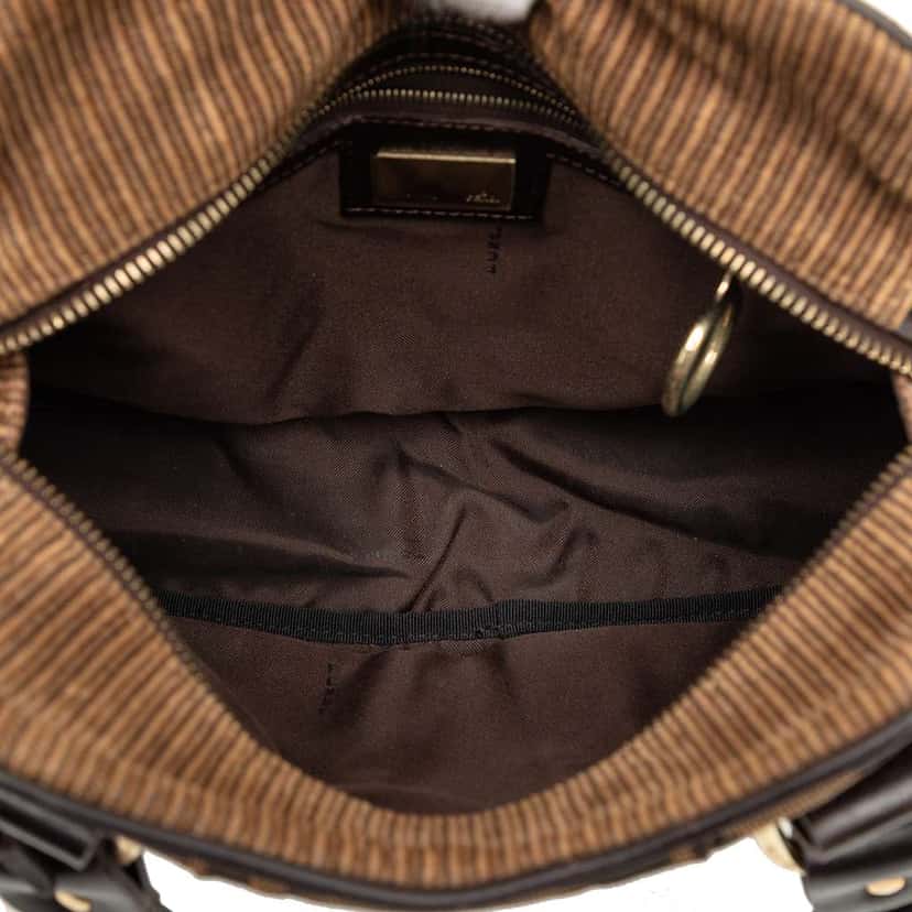 Fendi Zucca Zebra Print Canvas Handbag Brown Canvas Good condition - Model View