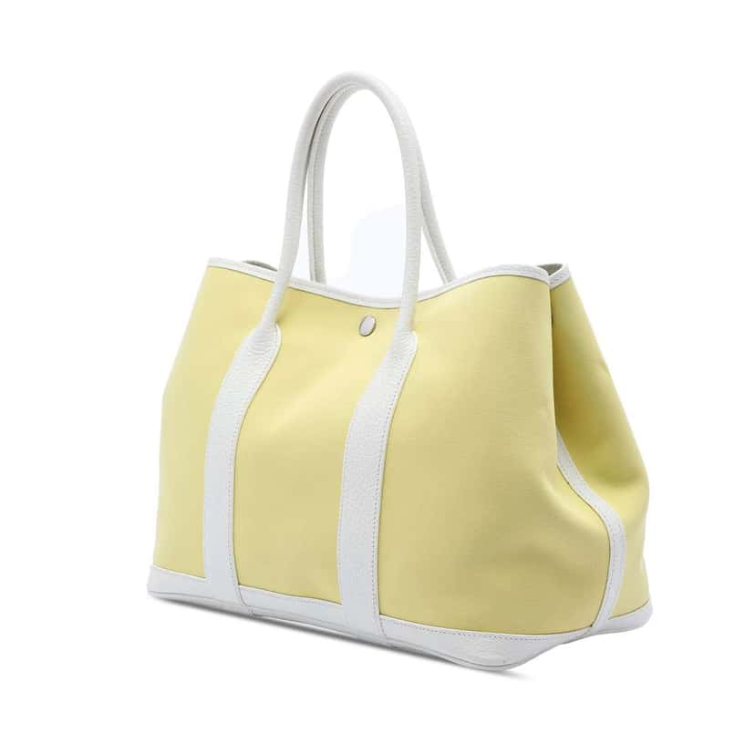 Hermès Toile and Negonda Garden Party 36 Yellow Canvas Good condition - Back View