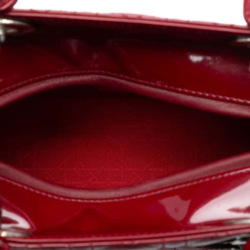 Dior Medium Patent Cannage Lady Dior Red Leather Good condition - Model View