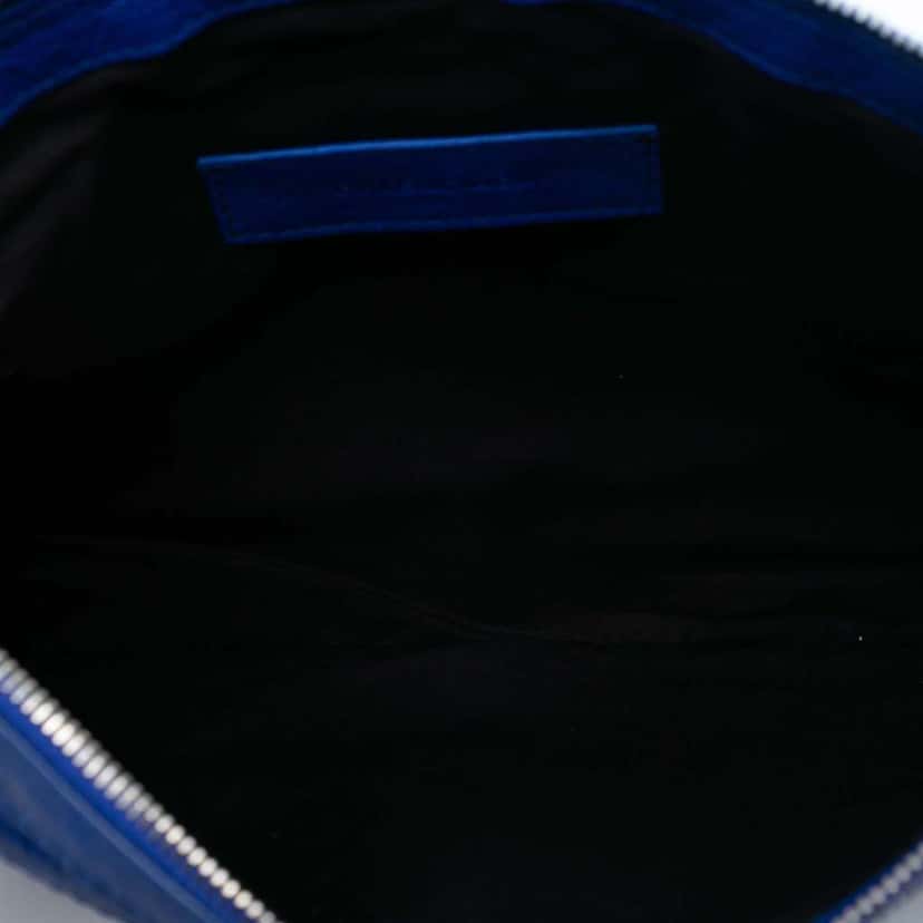 Balenciaga Lambskin Motocross Classic Clip M Clutch Blue Leather Good condition - Model View