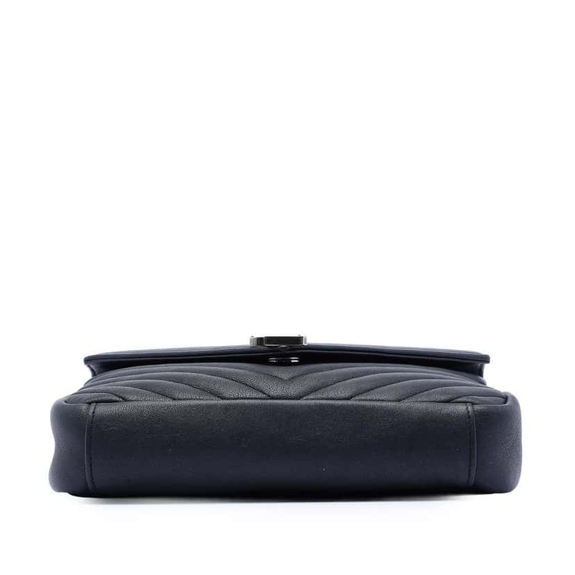 Saint Laurent Medium Chevron Sheepskin Monogram College Satchel Black Leather Good condition - Inside View