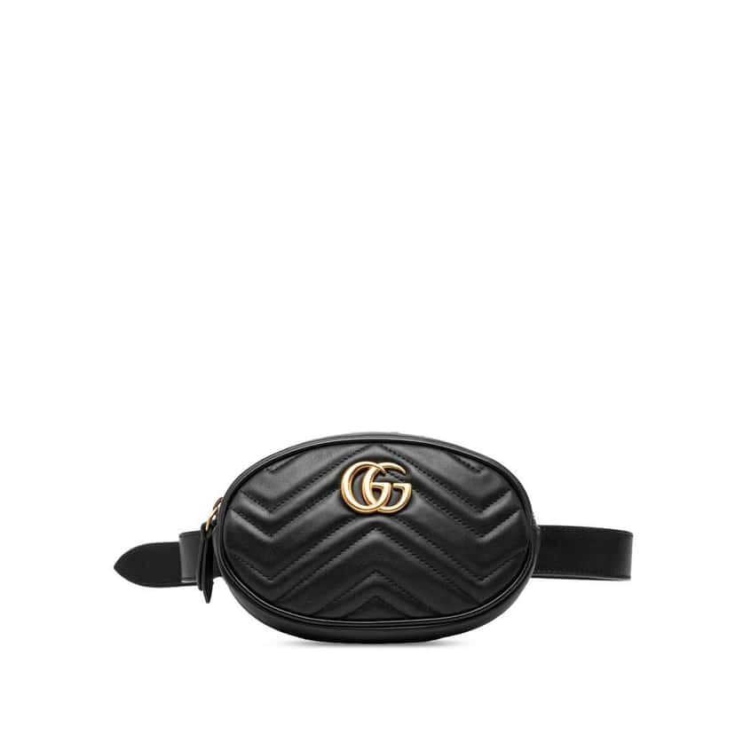 Gucci GG Marmont Matelasse Leather Belt Bag Black Leather Very good condition - Front View