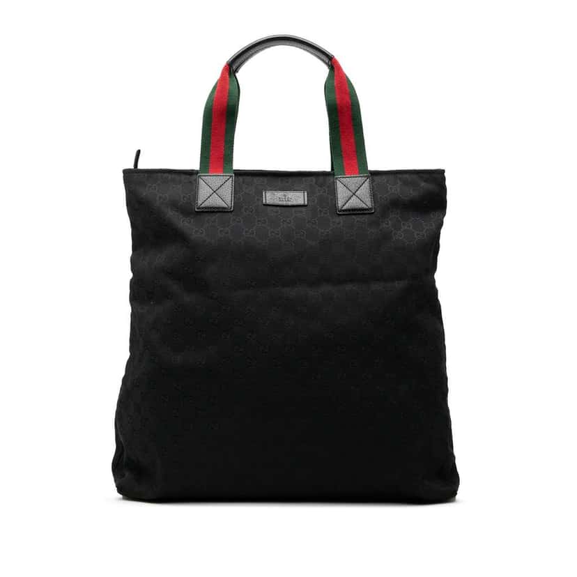 Gucci GG Canvas Web Tote Black Canvas Very good condition - Front View